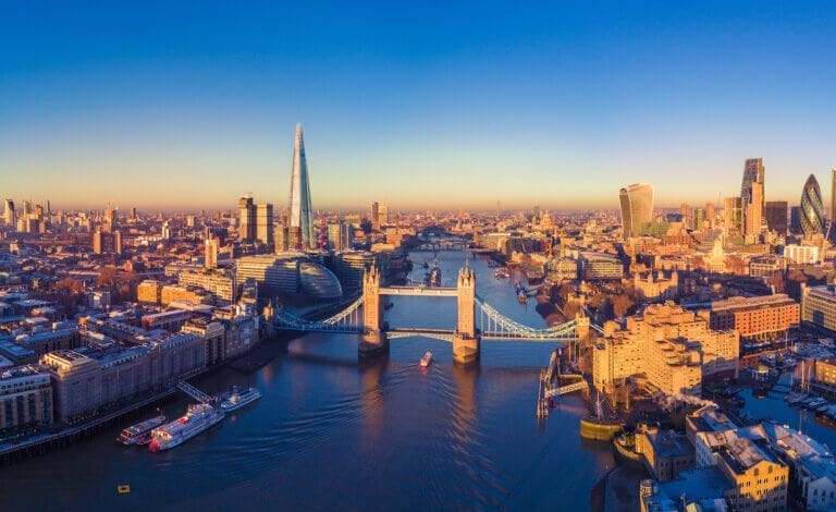 Guide to moving to London 711 Aerial view of London and the River Thames